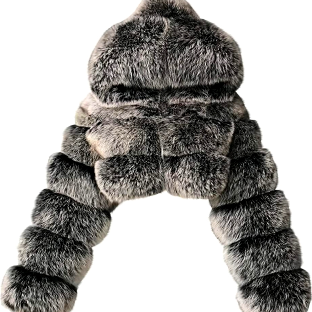 ‼️**Cropped Faux Fur Coat with Hood**‼️